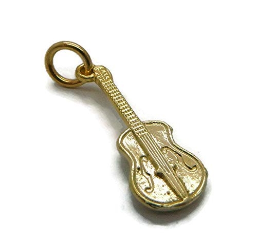 Fiddle Violin Charm Pendant 14k Solid Yellow Gold!!