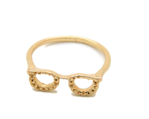 14k Yellow Gold Glasses Frame Ring