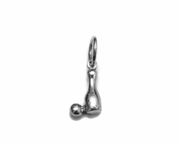 Bowling Ping & Ball Charm Pendant .925 Sterling Silver