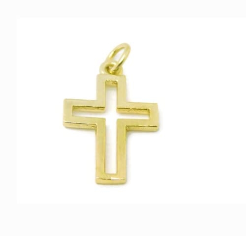 Cross Outlined Charm Pendant 14k Yellow Gold