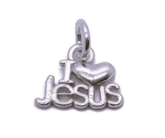I Love Jesus Charm Pendant .925 Sterling Silver