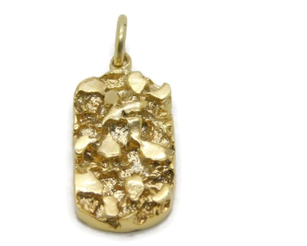 Medium Nugget Charm Pendant 14k Yellow Gold