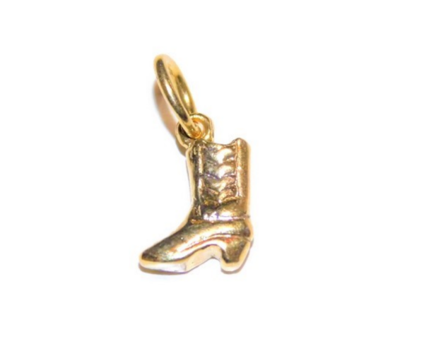 Tiny Cowboy Boot Charm Pendant 14k Yellow Gold