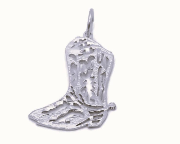 Pair of Cowboy Boot Charm Pendant .925 Sterling Silver
