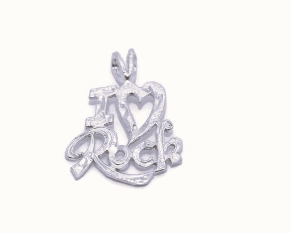 I Love Rock Charm Pendant .925 Sterling Silver