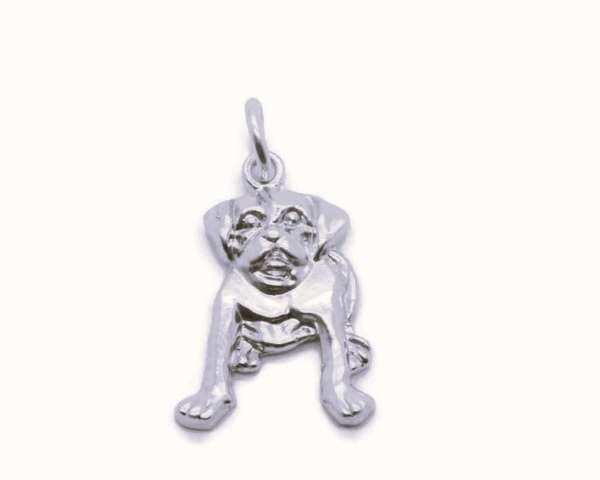 Pug Dog Charm Pendant .925 Sterling Silver