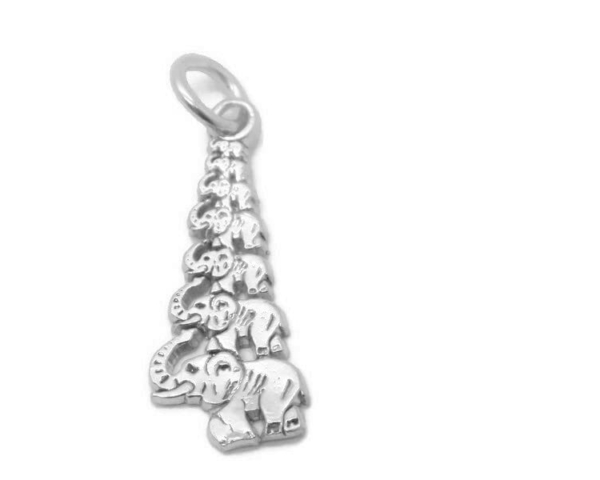 Elephant Pyramid Charm Pendant .925 Sterling Silver