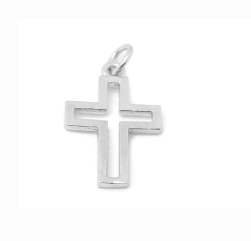 Cross Outlined Charm Pendant .925 Sterling Silver