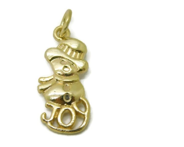 Snowman with JOY Charm Pendant14k Yellow Gold