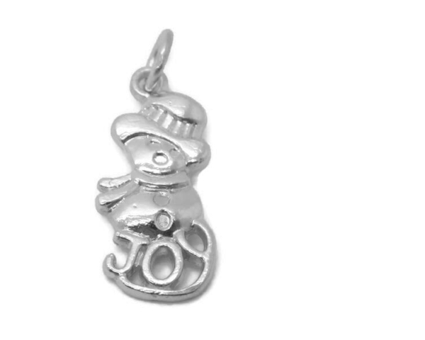 Snowman with JOY Charm Pendant .925 Sterling Silver