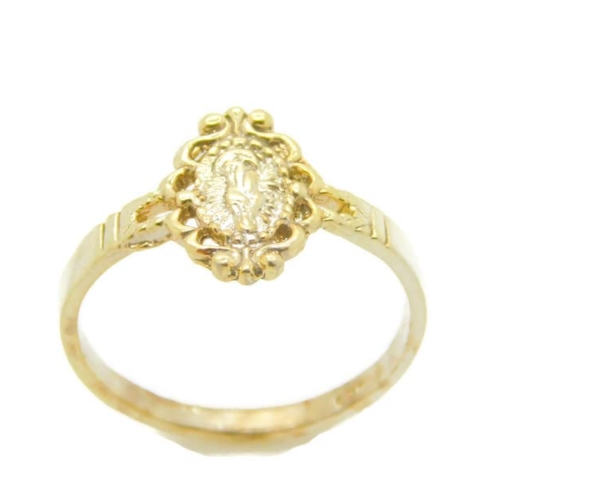 14k Yellow Gold Virgin Mary Ladies Ring