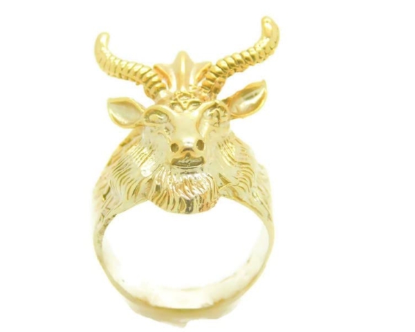 14k Yellow Gold Baphomet Goat Ring