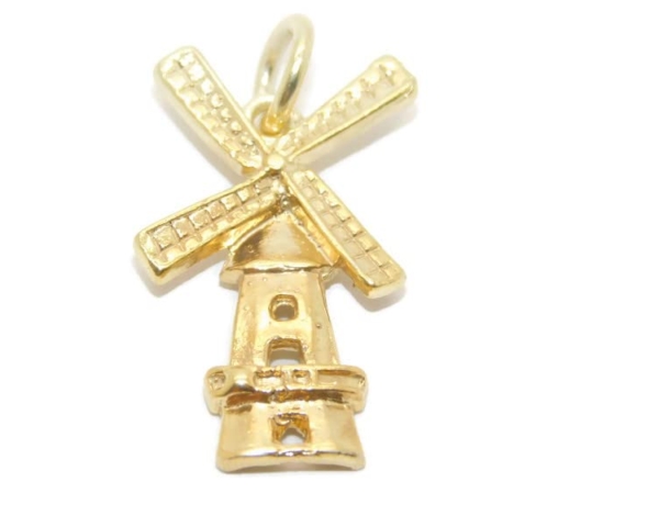 Windmill Charm Pendant 14k Yellow Gold