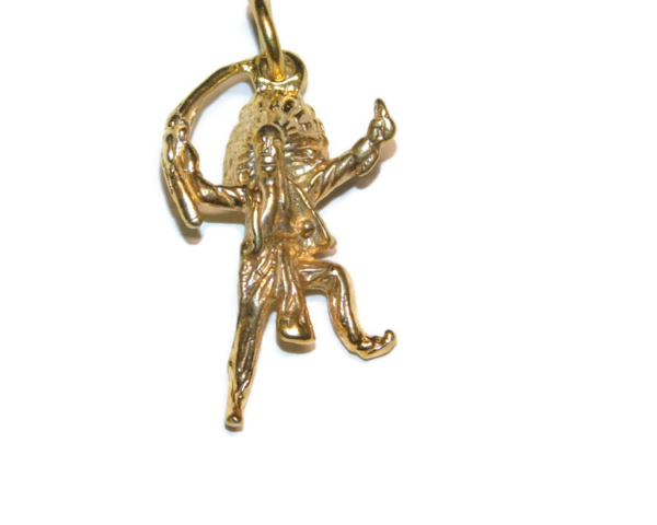 3D Native American Indian Chief 14k Solid Yellow Gold