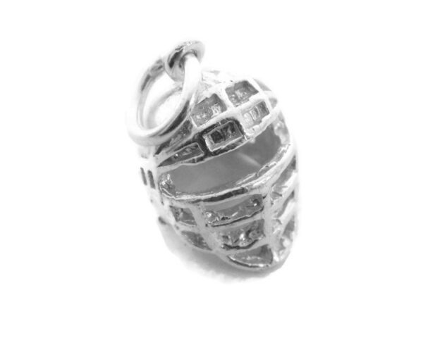 Baseball Catcher Helmet Charm Pendant .925 Sterling Silver