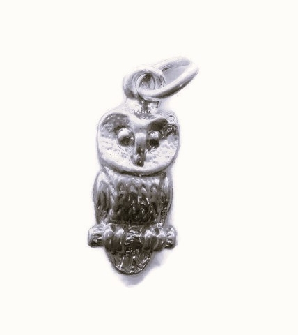 Owl Charm Pendant .925 Sterling Silver