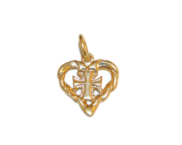 Heart With Cross 14k Yellow Gold Charm pendant