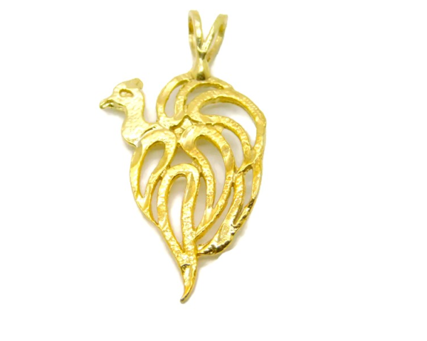 Peacock Charm Pendant 14k Yellow Gold
