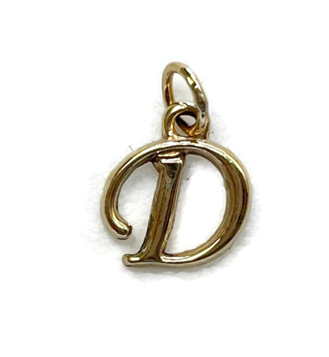 Initial Letter D Charm Pendant Yellow Gold!! - Image 2