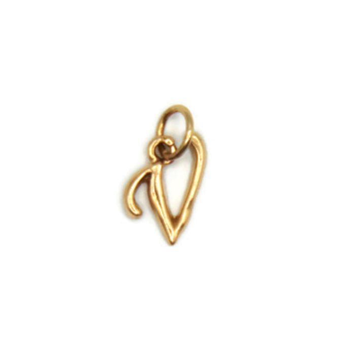 Initial Letter V Charm Pendant Yellow Gold!!