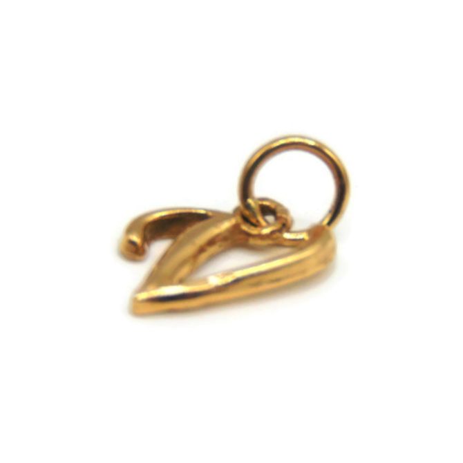 Initial Letter V Charm Pendant Yellow Gold!! - Image 2