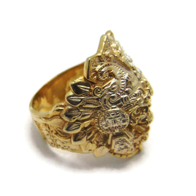 Aztec Skull Ring Yellow Gold!! NEW!!! - Image 2