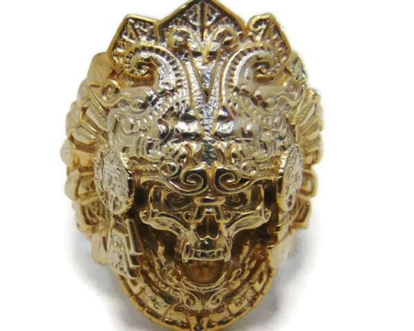 Aztec Skull Ring Yellow Gold!! NEW!!!