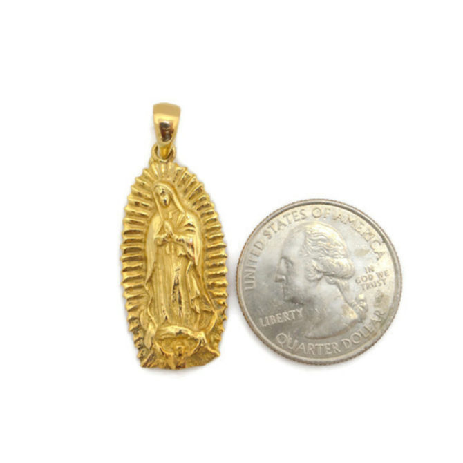 Virgin Mary (Virgen de Guadalupe) Pendant Yellow Gold - Image 4