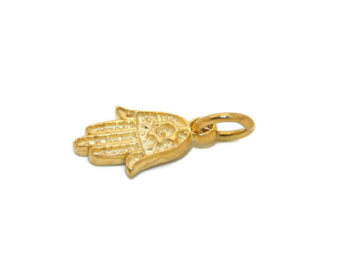 Hamsa Hand Charm Pendant 14k Yellow Gold - Image 2