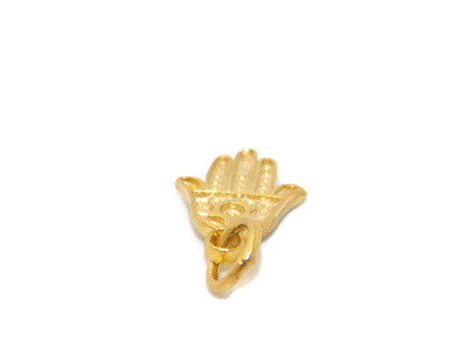 Hamsa Hand Charm Pendant 14k Yellow Gold - Image 3