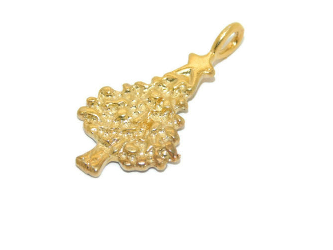 Nugget Christmas Tree Charm Pendant 14k Yellow Gold - Image 2