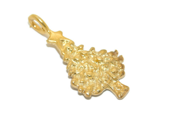 Nugget Christmas Tree Charm Pendant 14k Yellow Gold