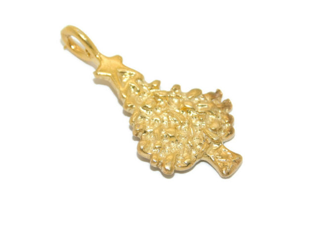 Nugget Christmas Tree Charm Pendant 14k Yellow Gold