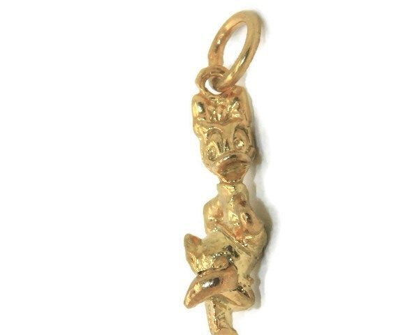 Daisy Duck Charm Pendant 14k Yellow Gold.