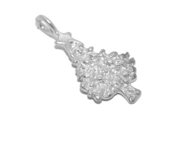 Nugget Christmas Tree Charm Pendant .925 Sterling Silver