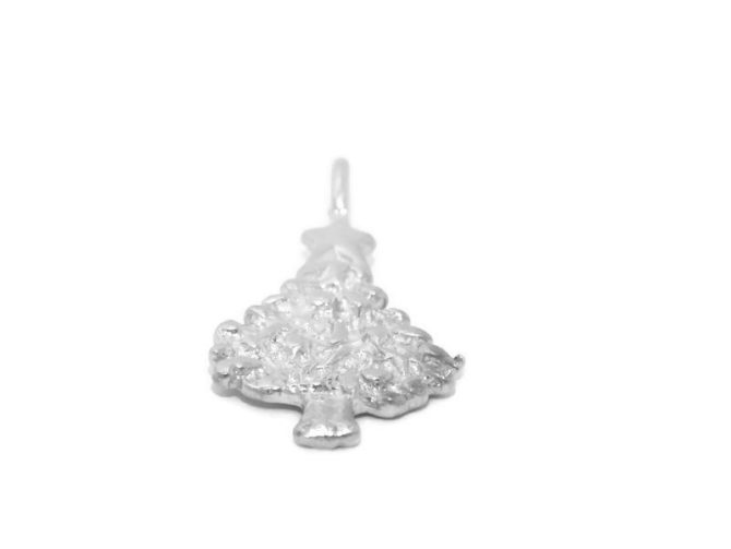 Nugget Christmas Tree Charm Pendant .925 Sterling Silver - Image 4