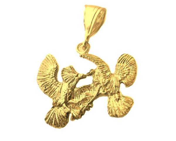Fighting Roosters' Pendant 14k Yellow Gold