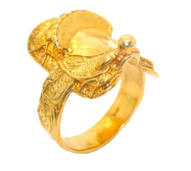 14k Yellow Gold Large Horse Saddle Ring - Image 9