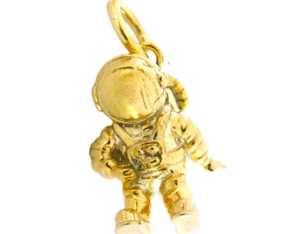 3-D Astronaut Charm Pendant 14k Yellow Gold