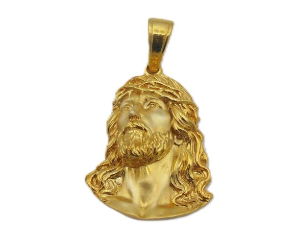 New! Jesus Christ Head Extra Large Pendant Yellow Gold