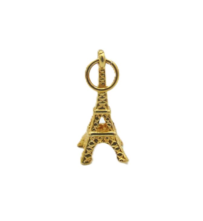 Paris Eiffel Tower Charm Pendant Yellow Gold - Image 2