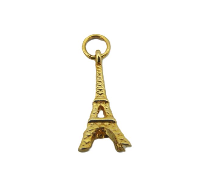 Paris Eiffel Tower Charm Pendant Yellow Gold