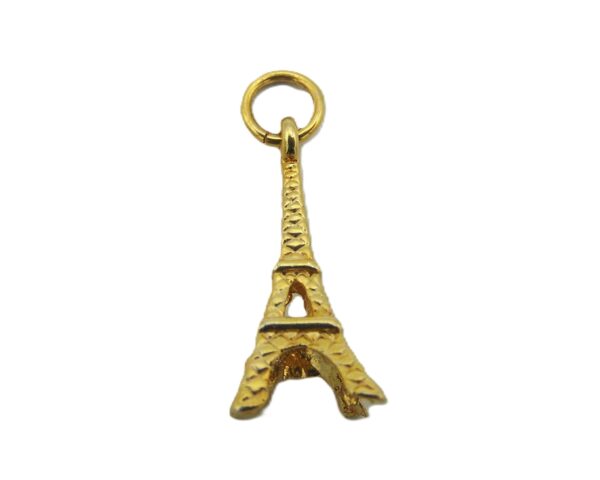 Paris Eiffel Tower Charm Pendant Yellow Gold