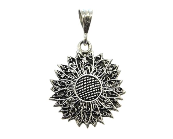 Sunflower Charm Pendant .925 Sterling Silver
