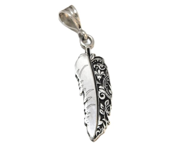 Feather Pendant Charm .925 Sterling Silver