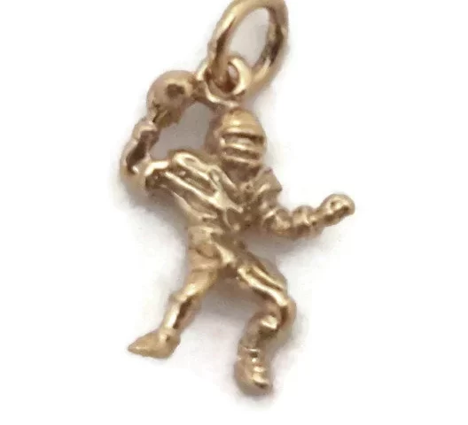 American Football Player Charm Pendant Yellow Gold!!