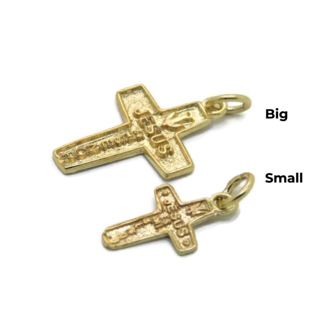 Large Cross Jesus es mi Señor Charm Pendant 14k Yellow Gold - Image 3