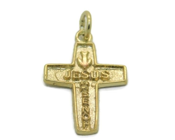 Large Cross Jesus es mi Señor Charm Pendant 14k Yellow Gold