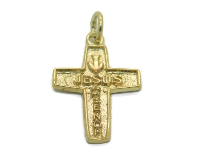 Large Cross Jesus es mi Señor Charm Pendant 14k Yellow Gold