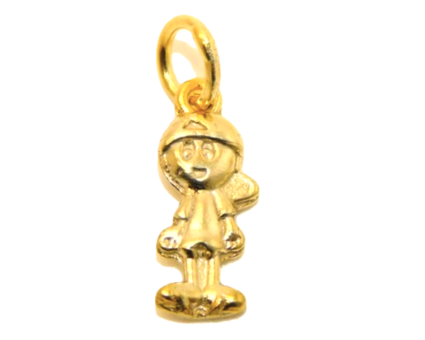 3D Boy 14K Yellow Gold Pendant Charm